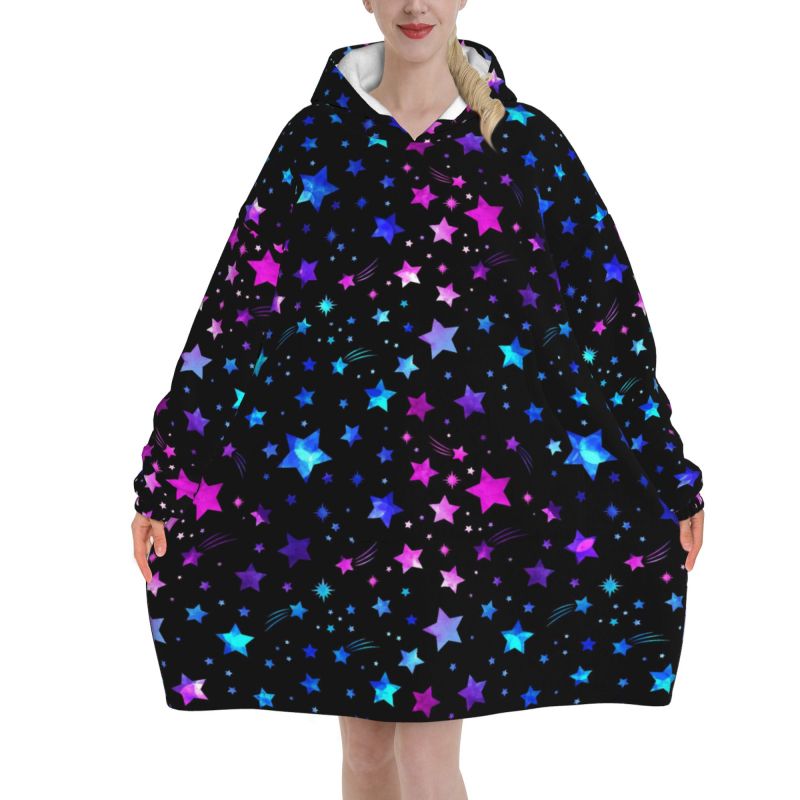 Sherpa Hoodie Fleece - Hoodie Selimut Wanita Motif Galaksi, Konstelasi,